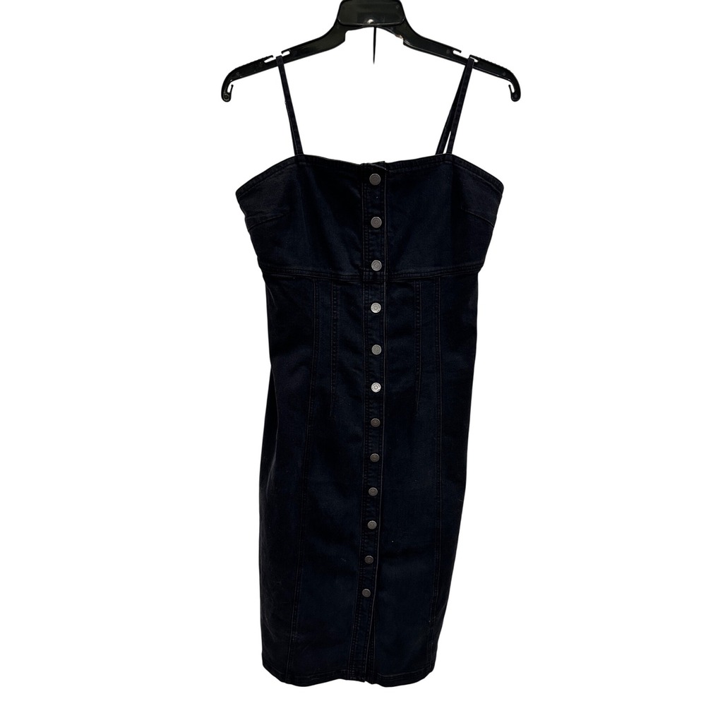 Habitual Black Denim Button Front Dress Sleeveless Womens Size 10